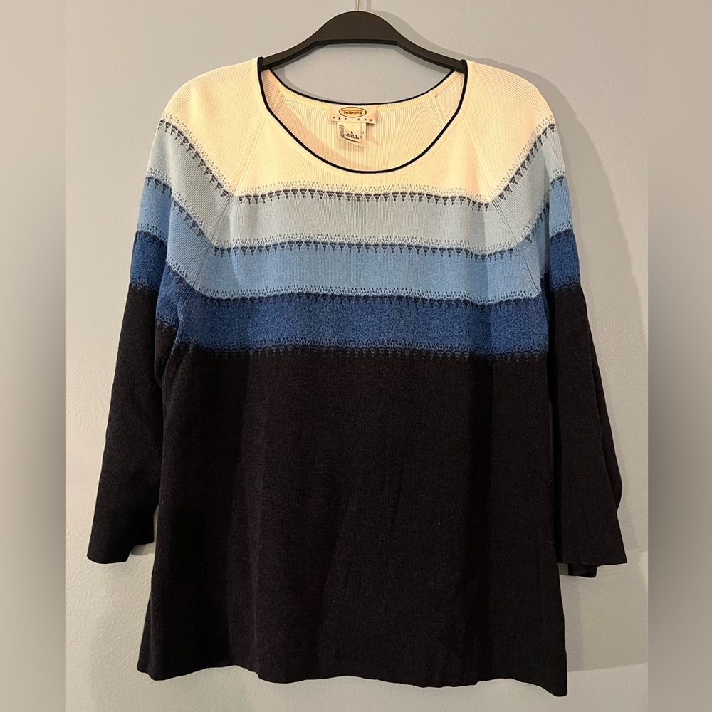 Talbots Cream and Black Knit Top